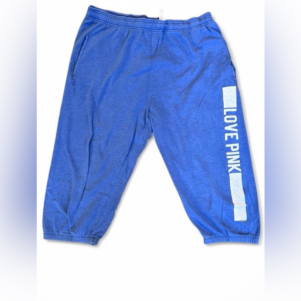 Vintage Y2K PINK Victoria's Secret Blue Cropped Lowrise Sweatpants Size L